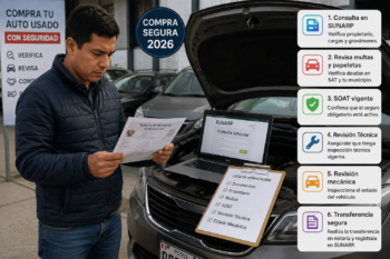 Comprador verificando la documentación de un auto usado antes de adquirirlo en Perú